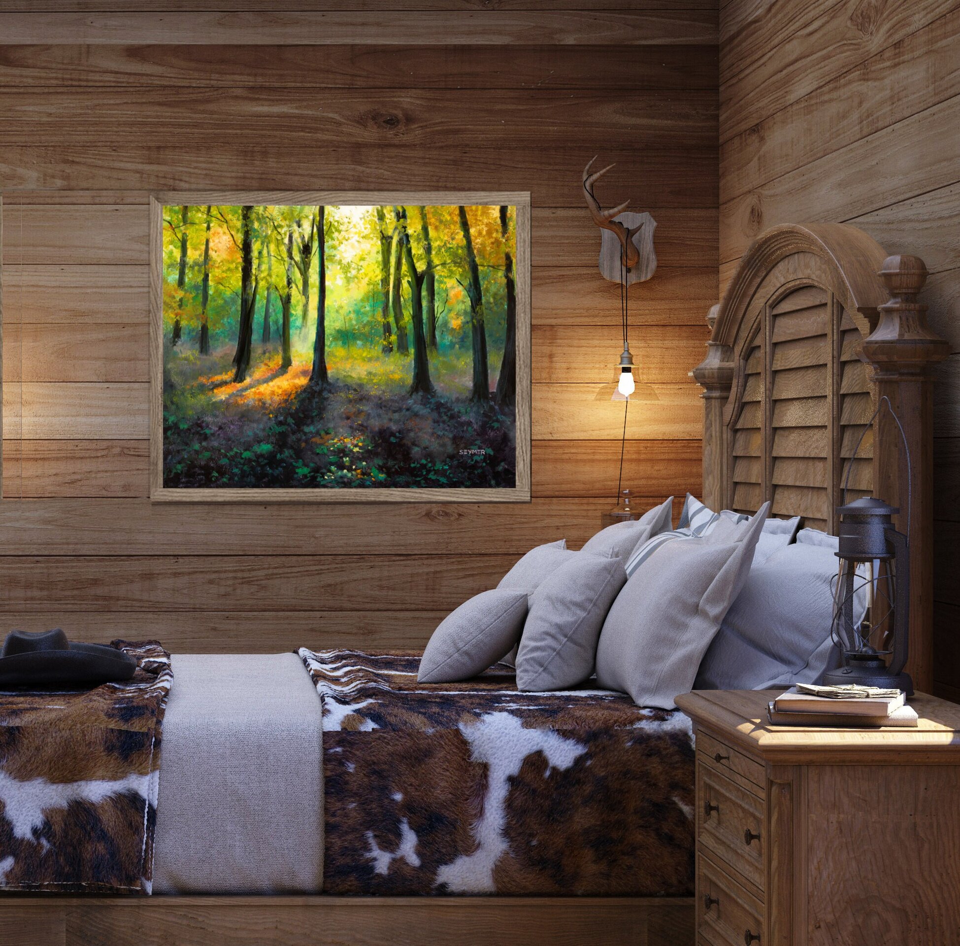Paisaje de bosque mágico de otoño con tonos vibrantes y luz entre los árboles - 7