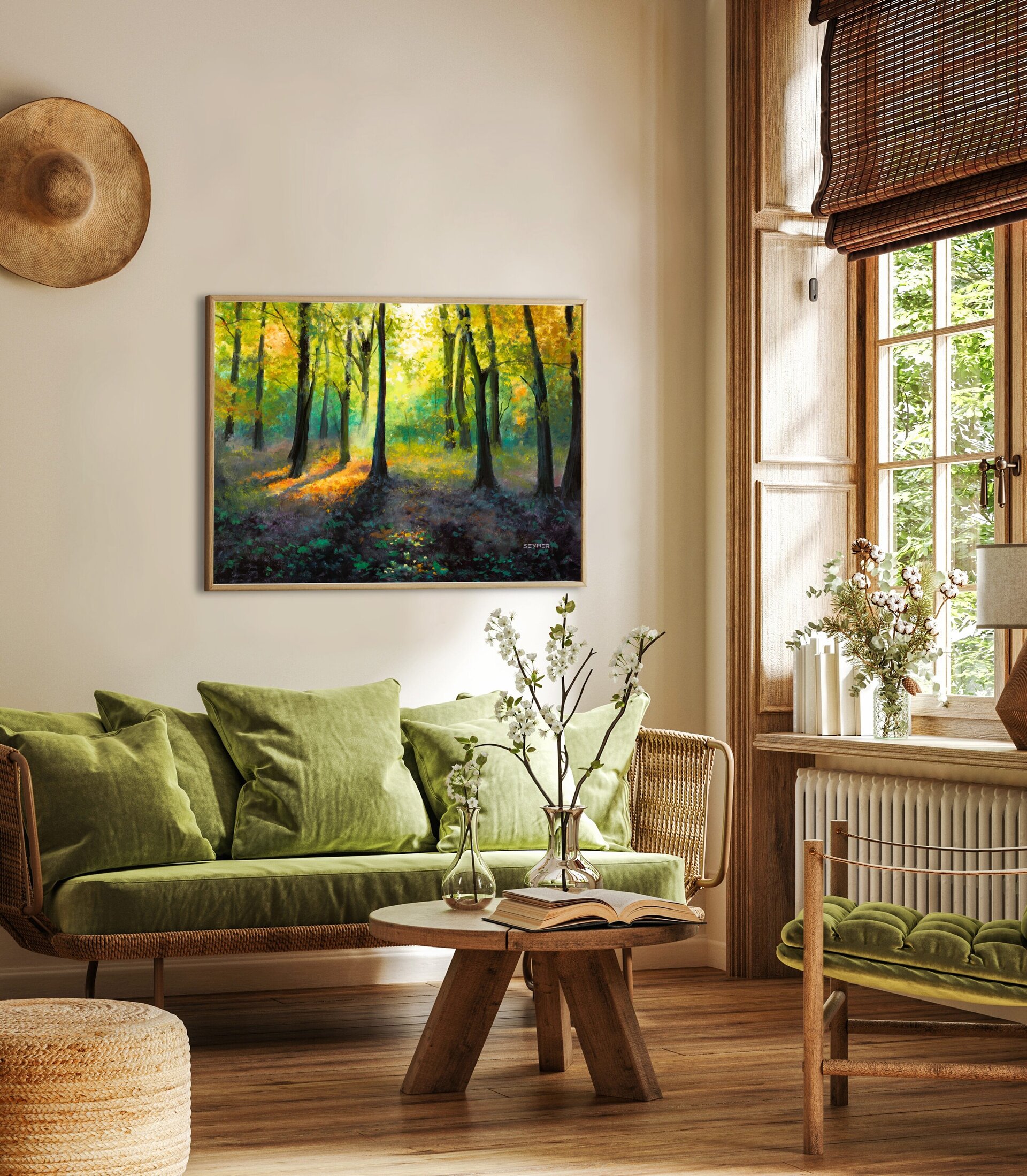 Paisaje de bosque mágico de otoño con tonos vibrantes y luz entre los árboles - 5