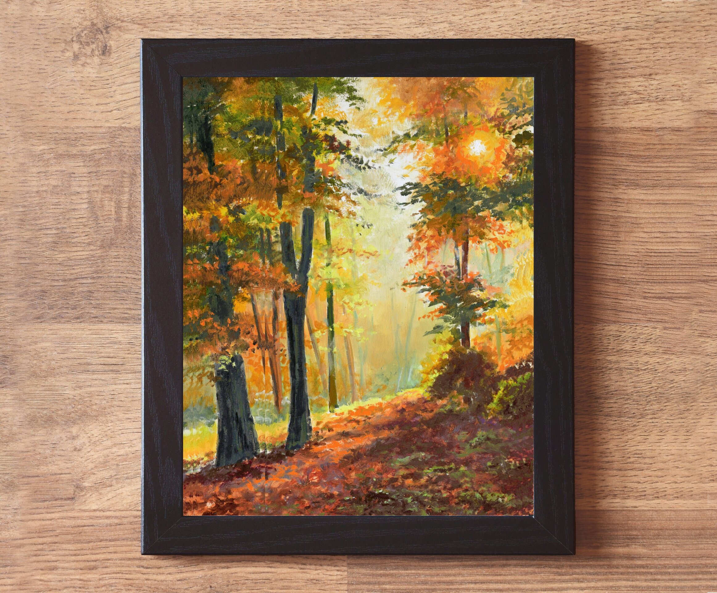 Bosque en otoño con luz del sol a través del follaje, Color cálido y vibrante - 2