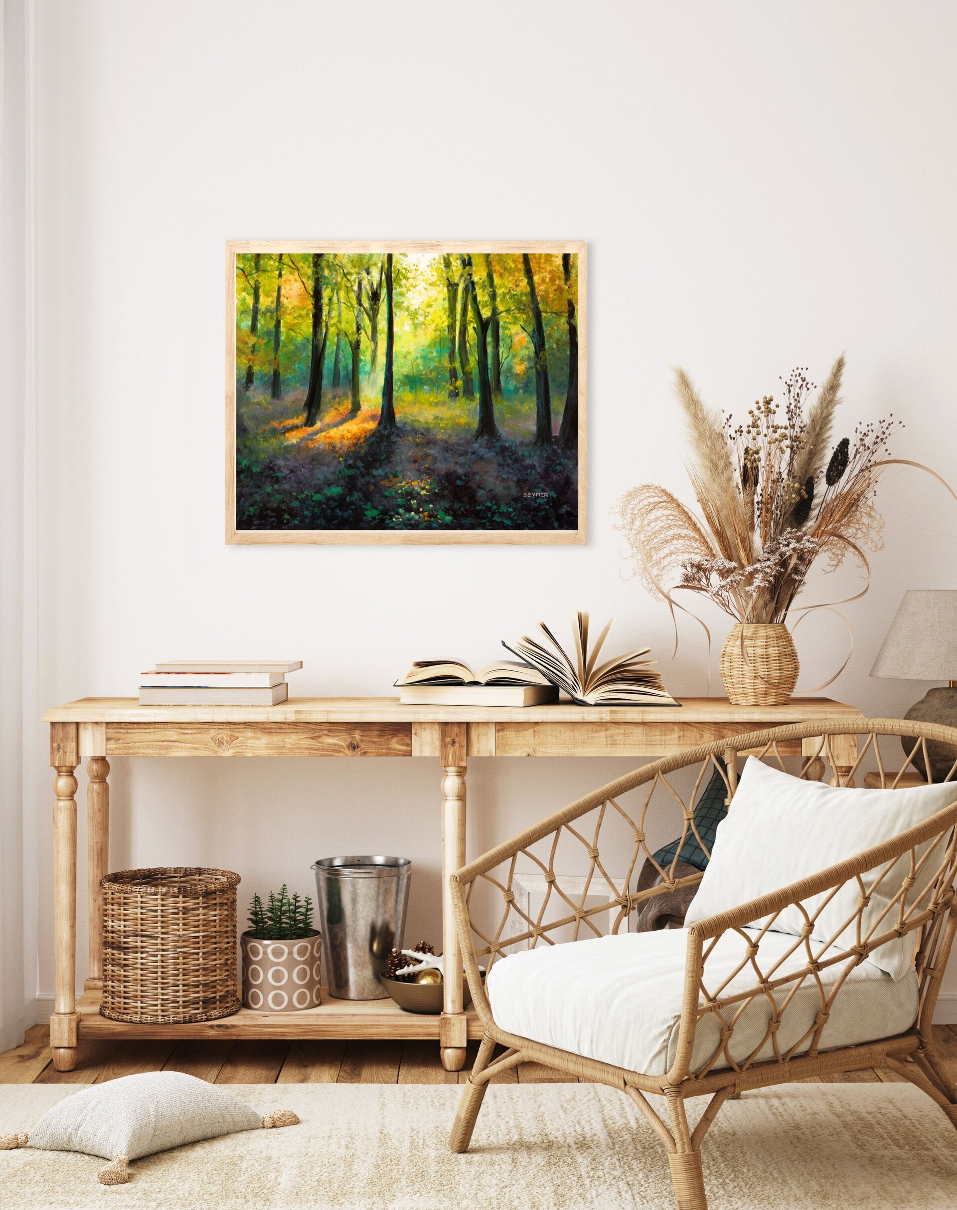 Paisaje de bosque mágico de otoño con tonos vibrantes y luz entre los árboles - 10