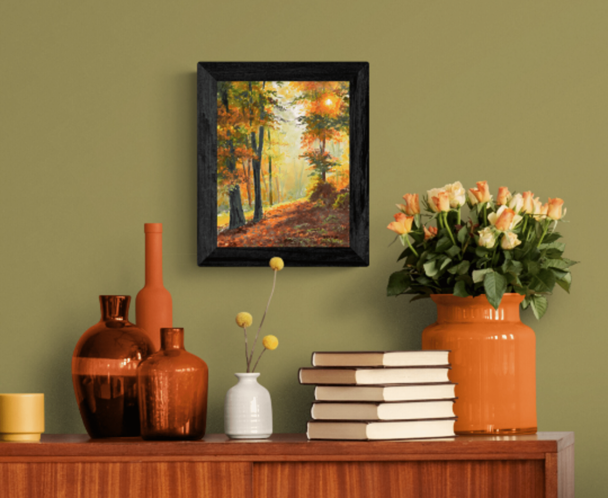 Bosque en otoño con luz del sol a través del follaje, Color cálido y vibrante - 7