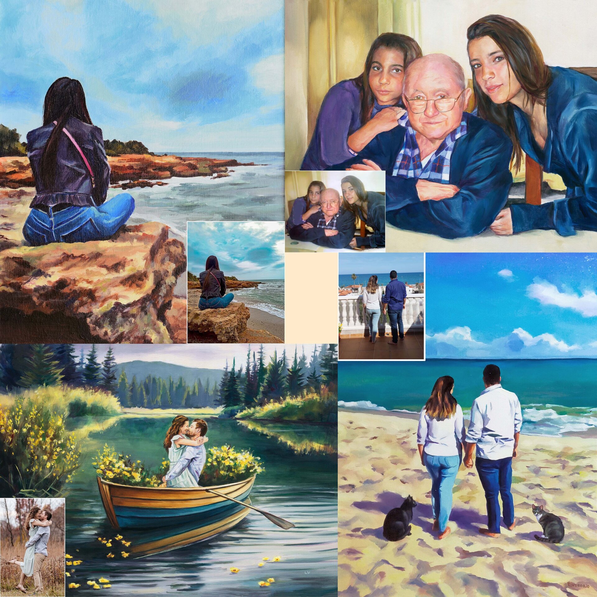 Retrato de personas al óleo, Cuadro personalizado pintado a mano para regalar - 4
