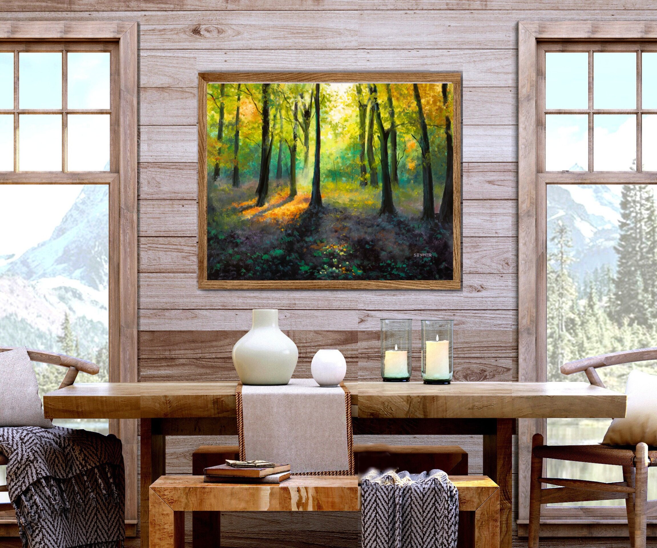 Paisaje de bosque mágico de otoño con tonos vibrantes y luz entre los árboles - 6