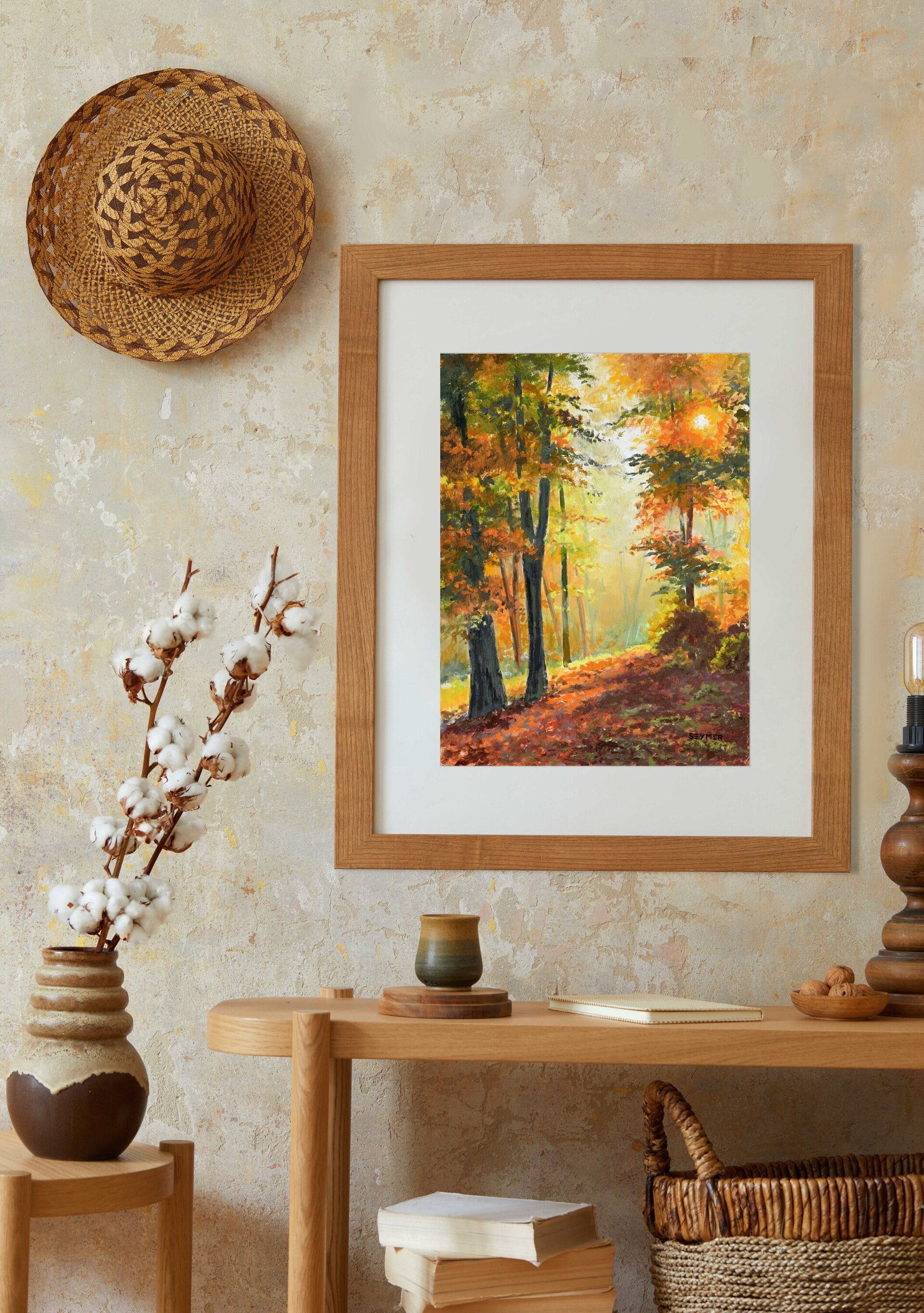 Bosque en otoño con luz del sol a través del follaje, Color cálido y vibrante - 9