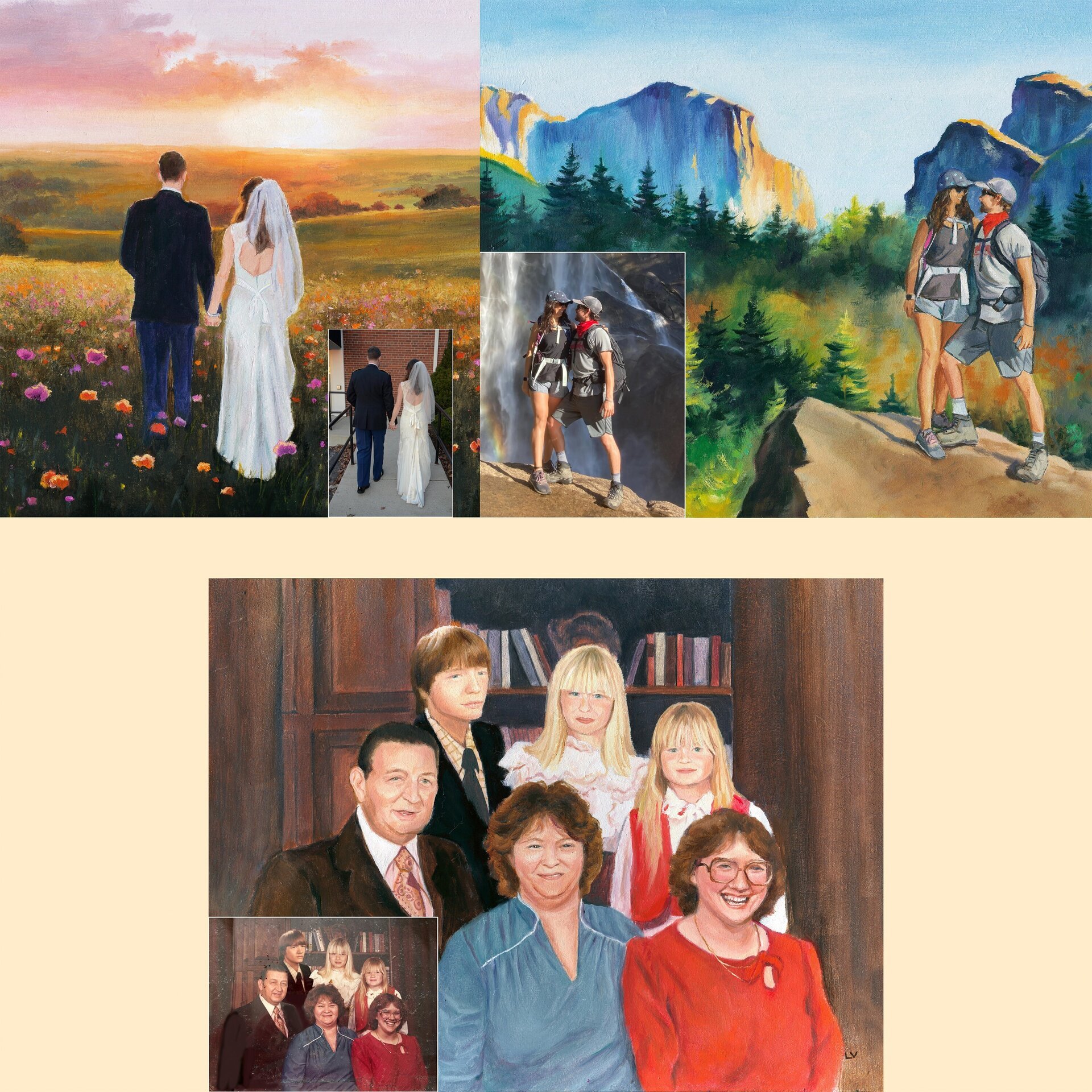 Retrato de personas al óleo, Cuadro personalizado pintado a mano para regalar - 7